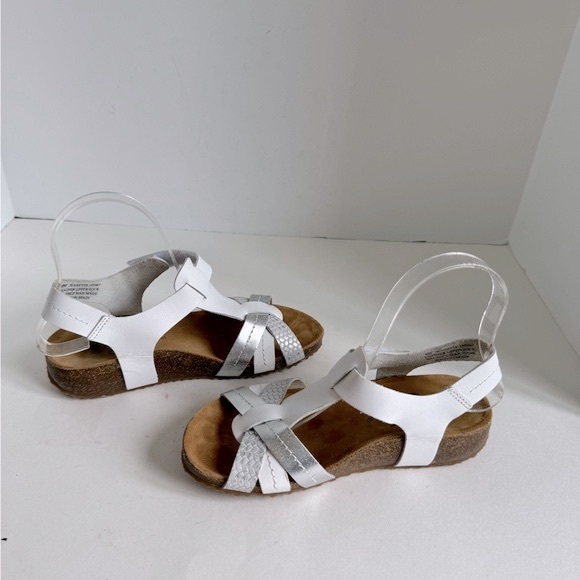 OTBT Jeanette Womens Leather Sandals Size 6 White Silver Lite Platform Wedge - Picture 6 of 12